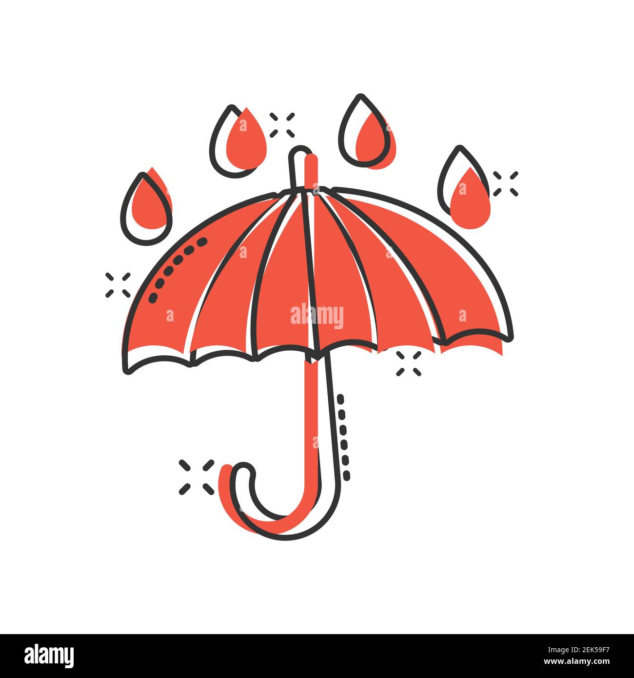 Icono paraguas en estilo cómic. Ilustración de vector de dibujos animados  de Parasol sobre fondo blanco aislado. Concepto de negocio de efecto de  salpicaduras de dosel Imagen Vector de stock - Alamy