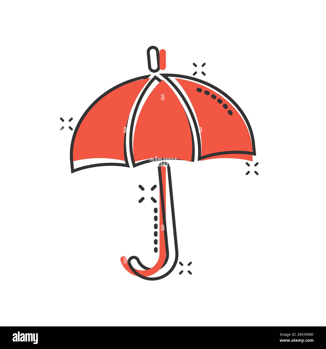 Icono paraguas en estilo cómic. Ilustración de vector de dibujos animados  de Parasol sobre fondo blanco aislado. Concepto de negocio de efecto de  salpicaduras de dosel Imagen Vector de stock - Alamy