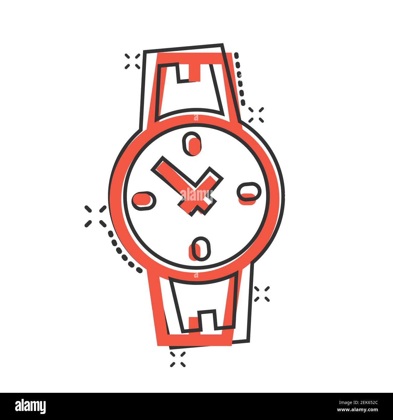 Icono de reloj de pulsera en estilo c mic. Dibujo vectorial de