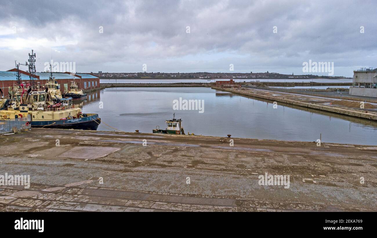 Foto de archivo fechada 16-02-2021 de Bramley-Moore Dock en Liverpool. Fecha de emisión: Martes 23 de febrero de 2021. Foto de stock