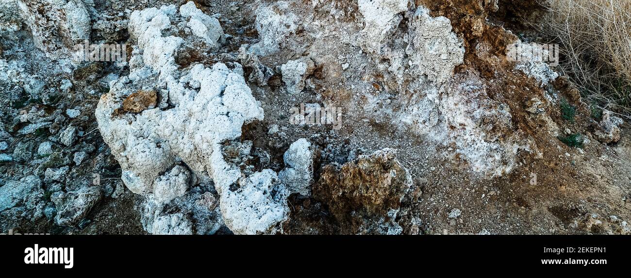 Formaciones rocosas de piedra caliza, Lago Mono, Reserva Natural Estatal, Condado Mono, California, EE.UU Foto de stock