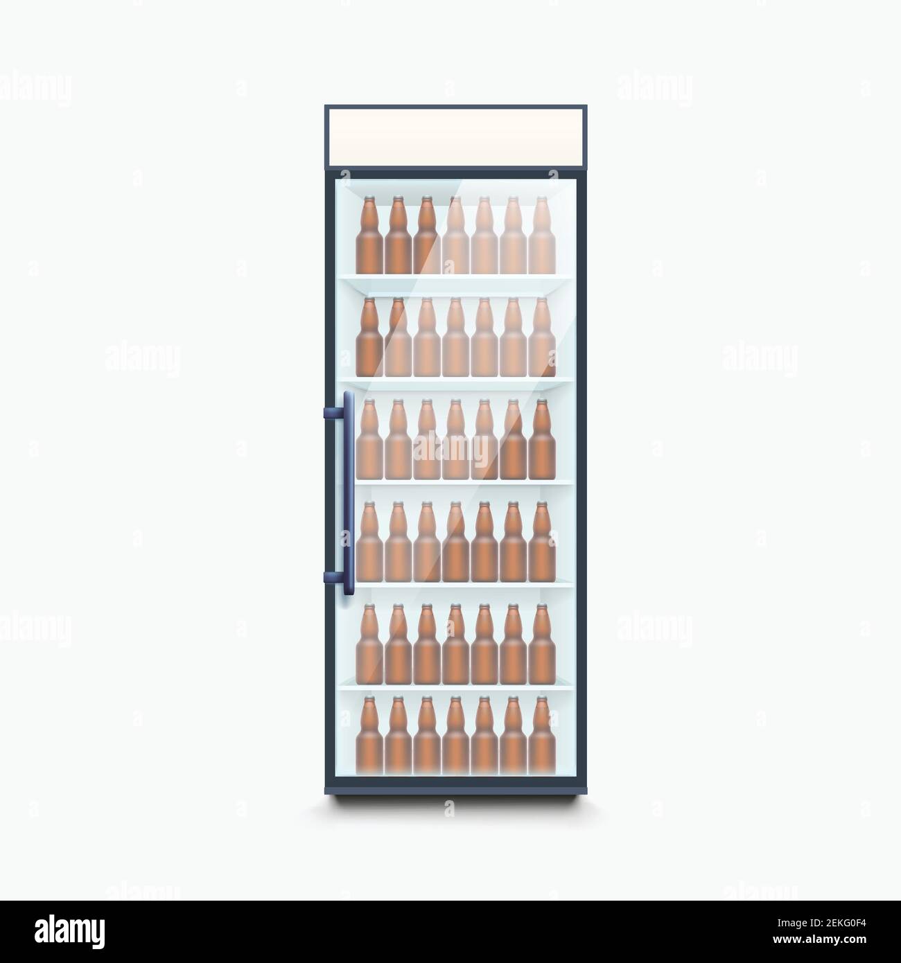 nevera llena de botellas de cerveza en blanco Ilustración del Vector