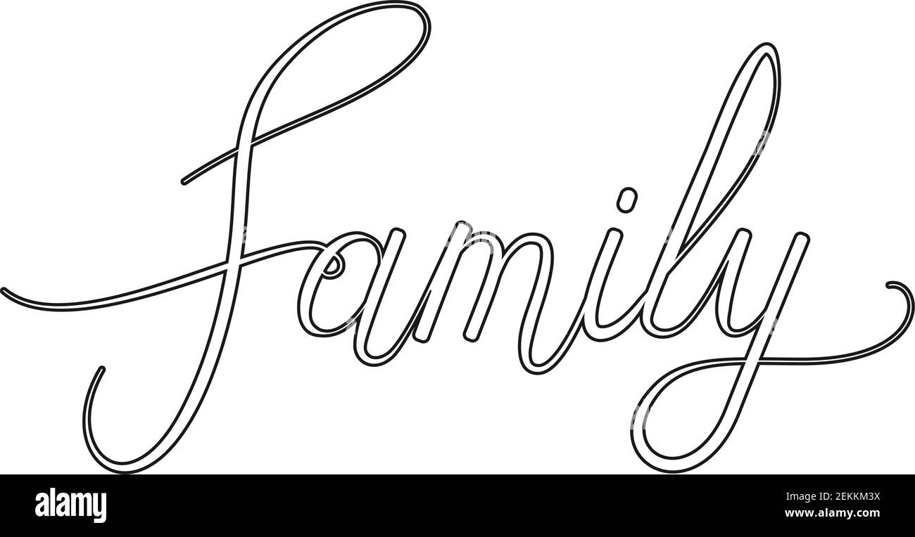La Familia De La Palabra En El Contorno Del Vector De La Escritura