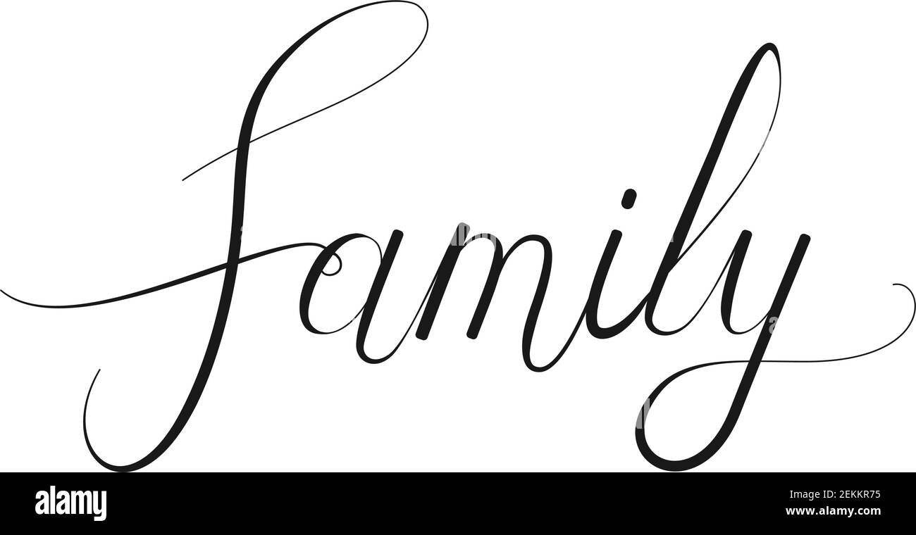 La palabra familia en letras manuscritas silueta vectorial Imagen Vector de  stock - Alamy
