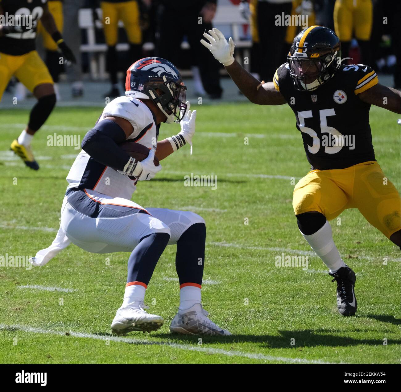 Pittsburgh, PA, USA. 1st Dec, 2019. Devin Bush #55 during the Pittsburgh  Steelers vs Cleveland Browns at Heinz Field in Pittsburgh, PA. Jason  Pohuski/CSM/Alamy Live News Stock Photo - Alamy