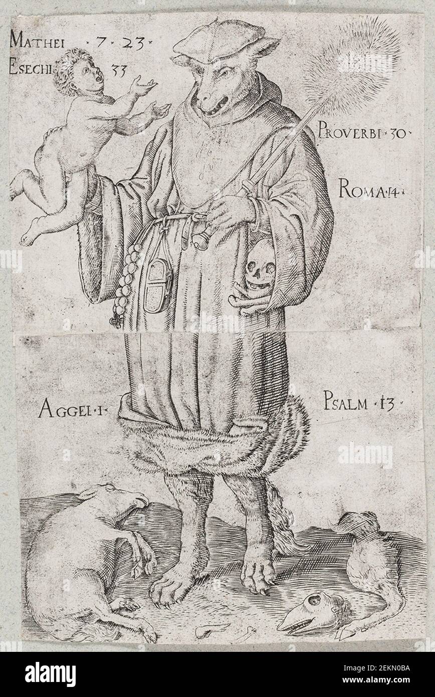 Desconocido (-), lobo en cladding del clero, 1570 Foto de stock