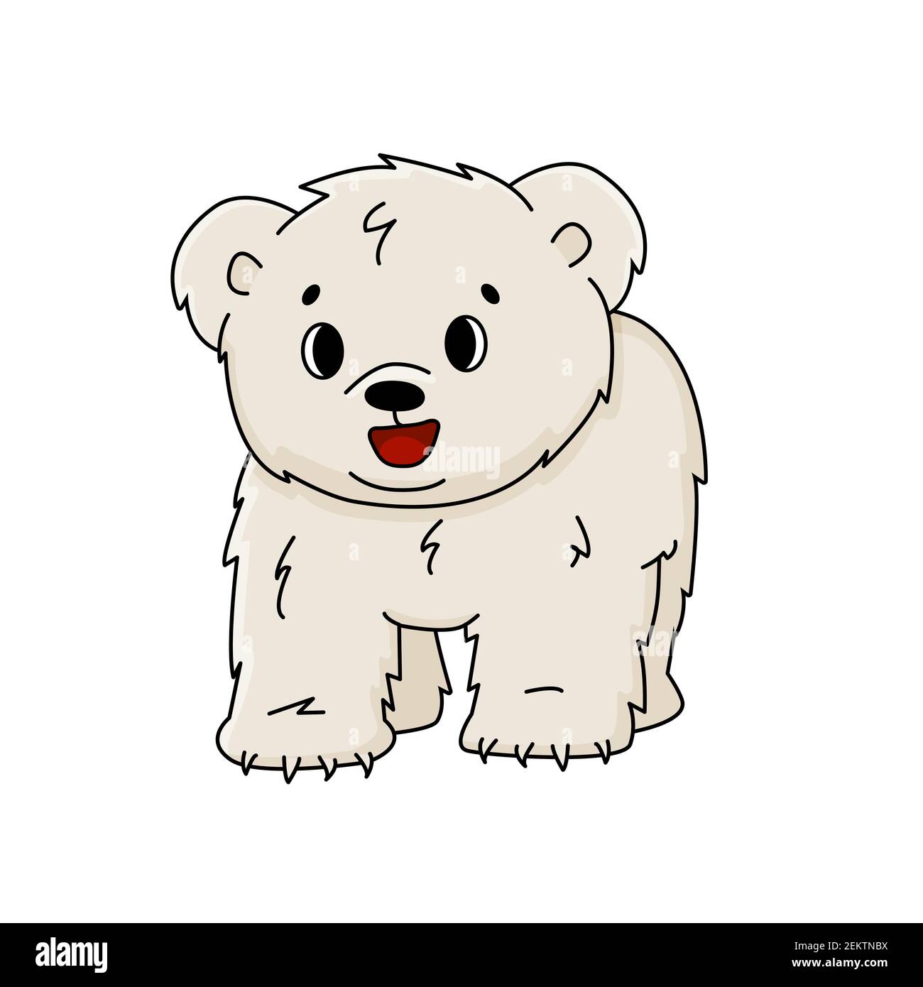 Vector lindo dibujo animado pequeño oso polar cub se encuentra en todas las  piernas y sonrisas. Contorno el animal está aislado sobre fondo blanco  Imagen Vector de stock - Alamy