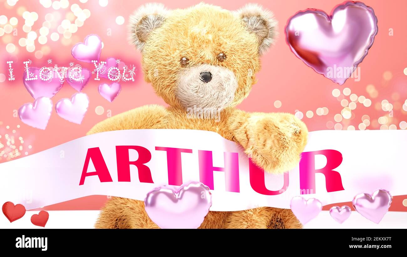Te amo Arthur - lindo y dulce osito de peluche en una boda, San Valentín o  simplemente para decir que te amo rosa tarjeta de celebración, alegre,  feliz estilo de fiesta ingenio