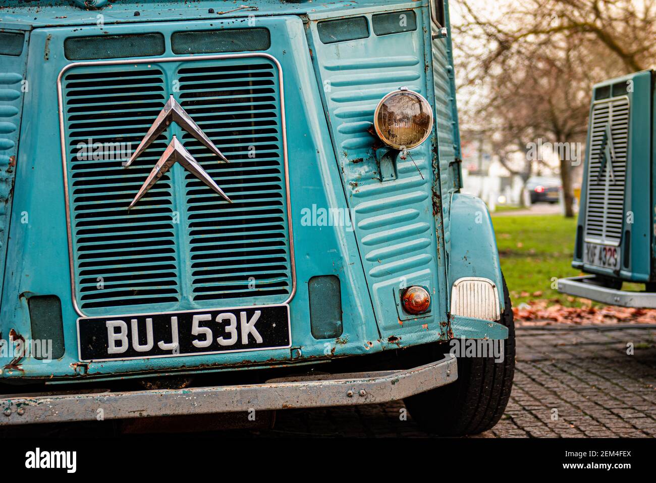 Emilios Street Food Vintage Citreon HY Van en Harpenden High Street, Hertfordshire, Reino Unido Foto de stock