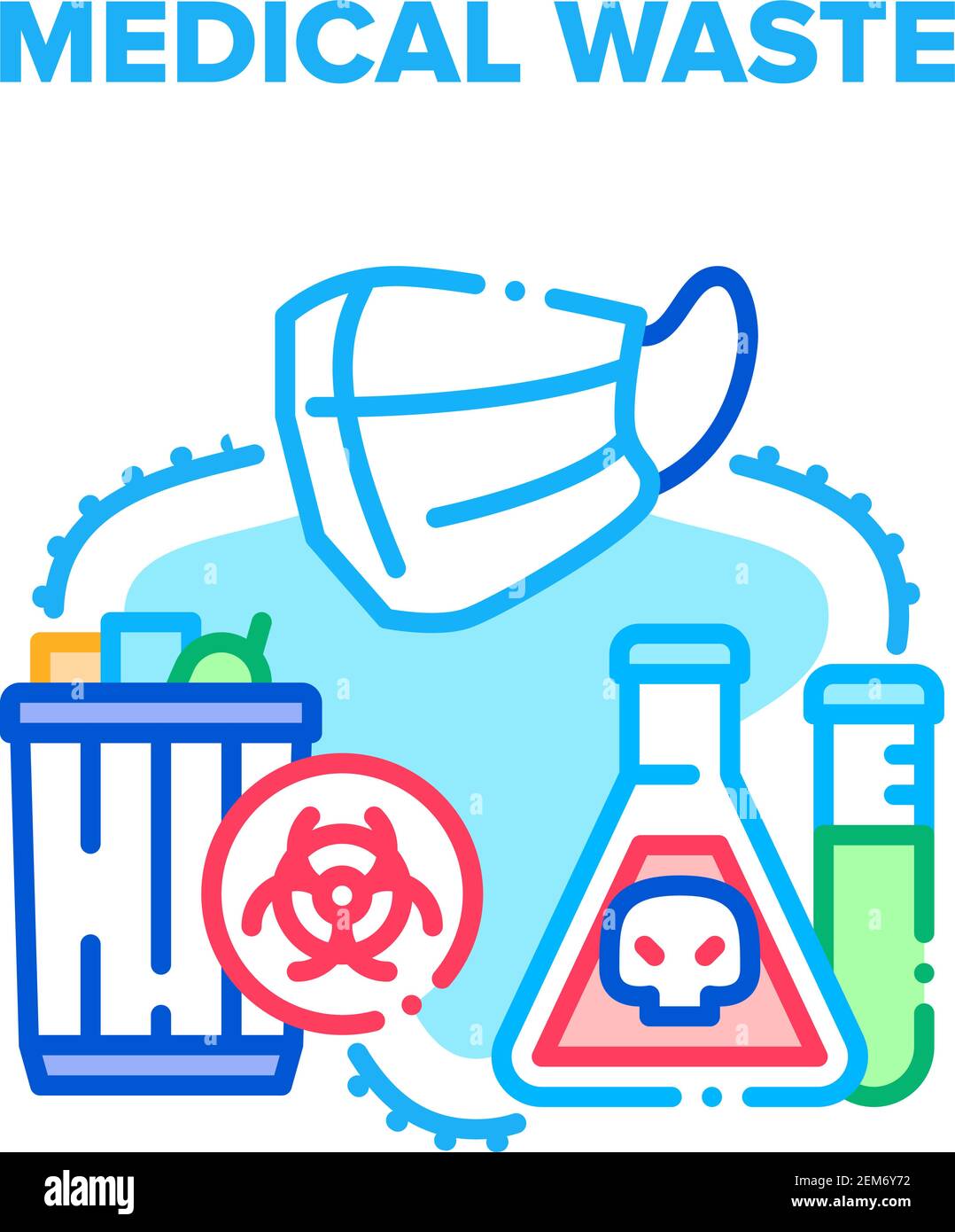 Concepto de vector de residuos médicos Ilustración de color Imagen