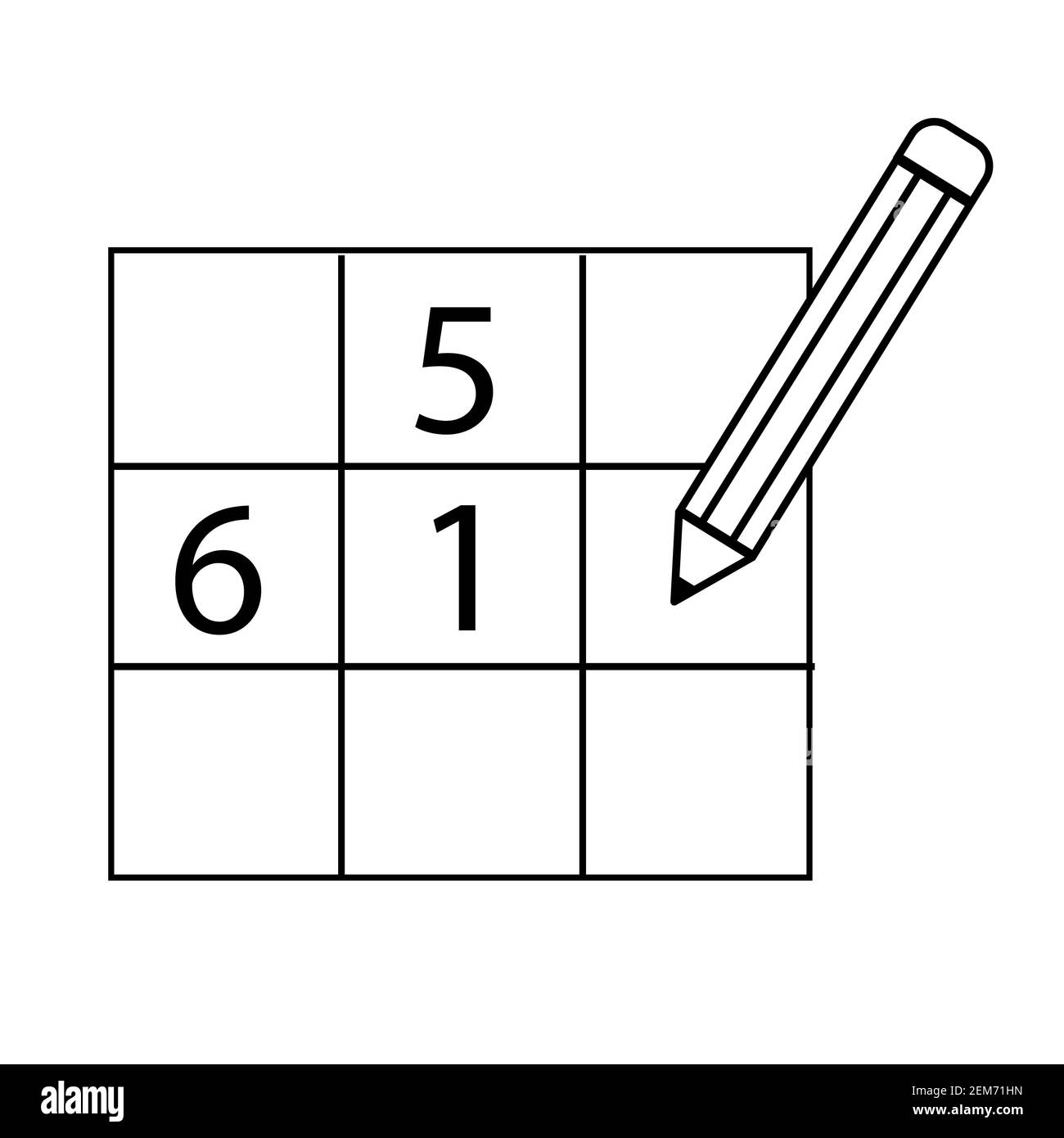 Icono de sudoku sobre blanco. Estilo plano. Icono de de sudoku para el diseño de sitio web, logotipo, aplicación, IU. Símbolo de línea de sudoku. Signo de sudoku Fotografía