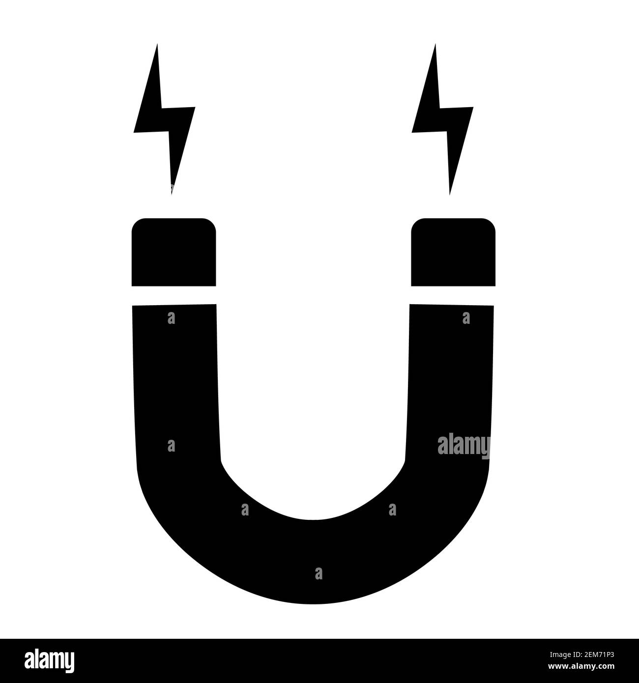 Icono de imán gris sobre fondo blanco. Estilo plano. Icono de imán para