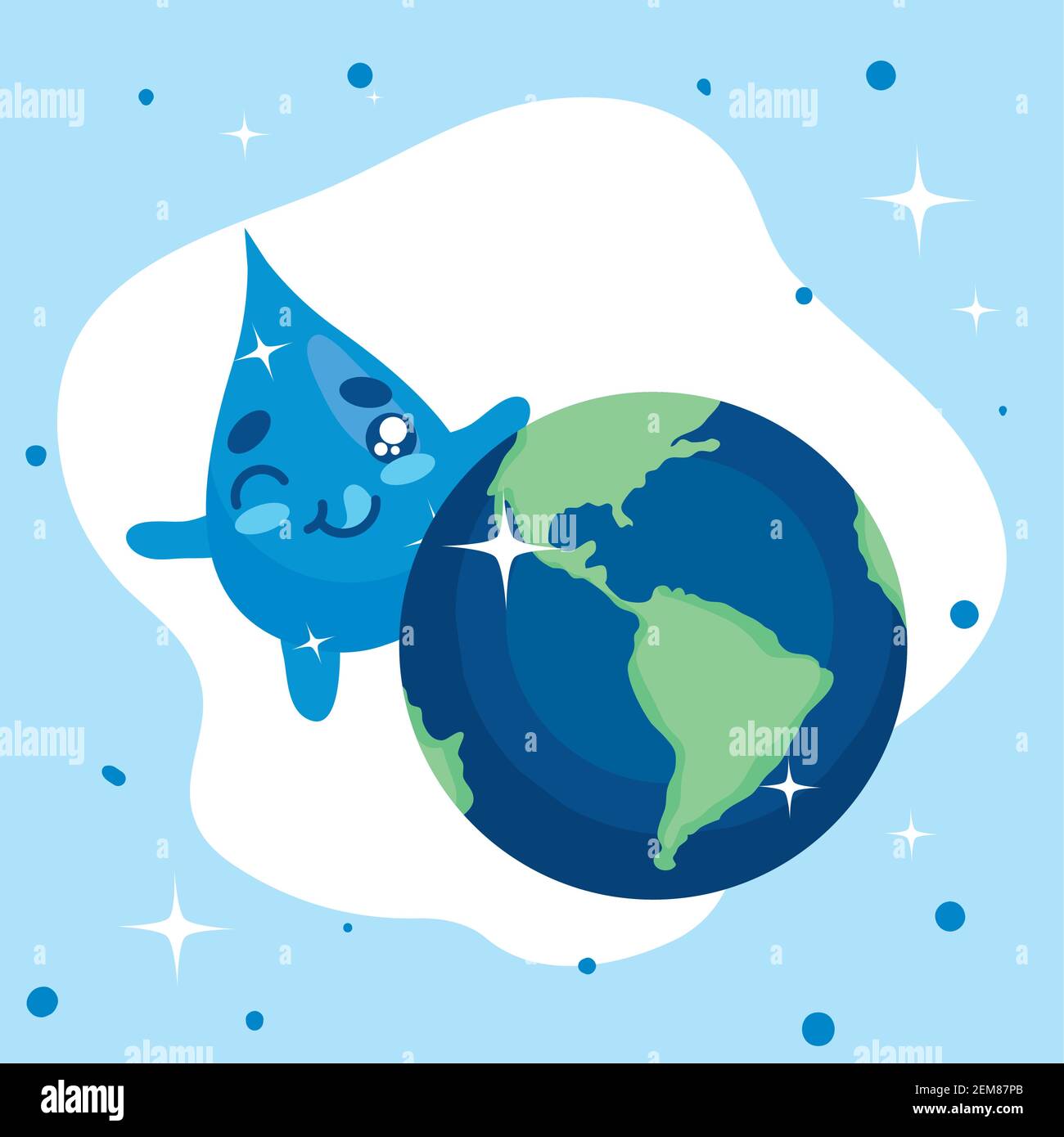 Día del agua con dibujos animados gota y diseño mundial, Medio ambiente  salvar la naturaleza y la ecología tema de la ilustración vectorial Imagen  Vector de stock - Alamy