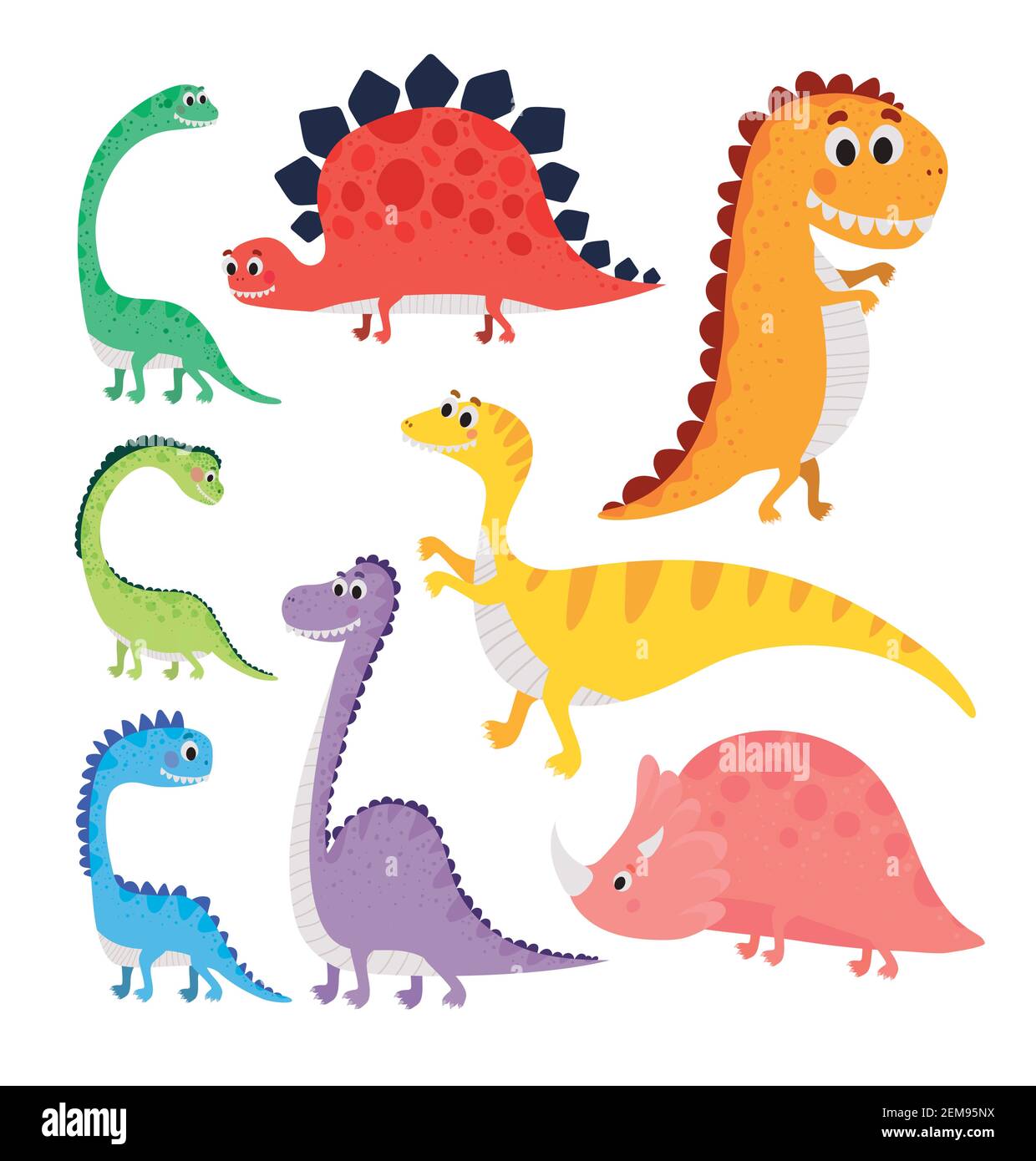 conjunto de ilustraciones de dinosaurios para niños Imagen Vector de stock  - Alamy