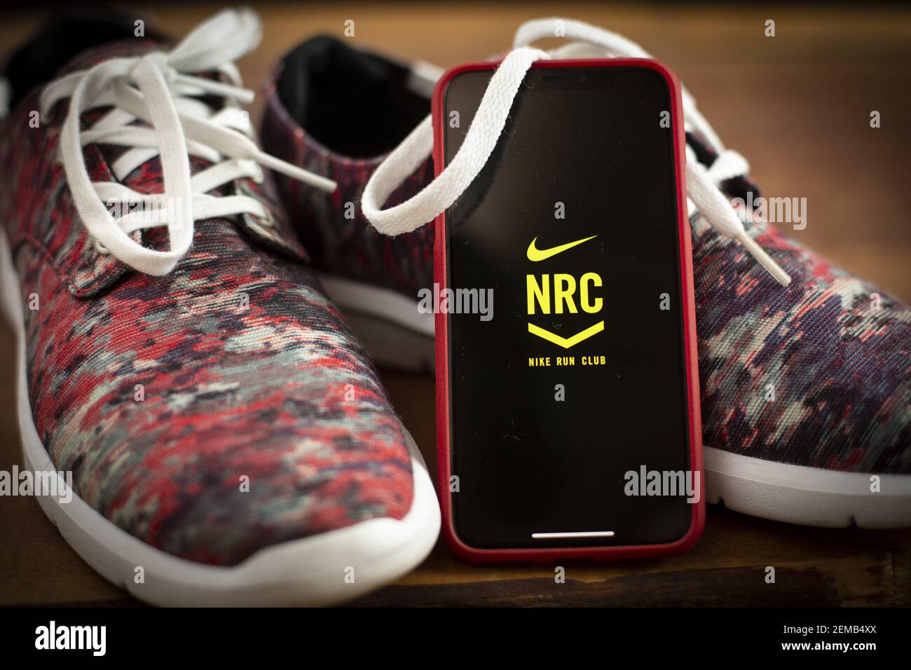 La aplicación Nike Running Club se ve en un iPhone en esta ilustración de foto el 29 2019. (Foto de Jaap Arriens / Sipa USA Fotografía de stock - Alamy