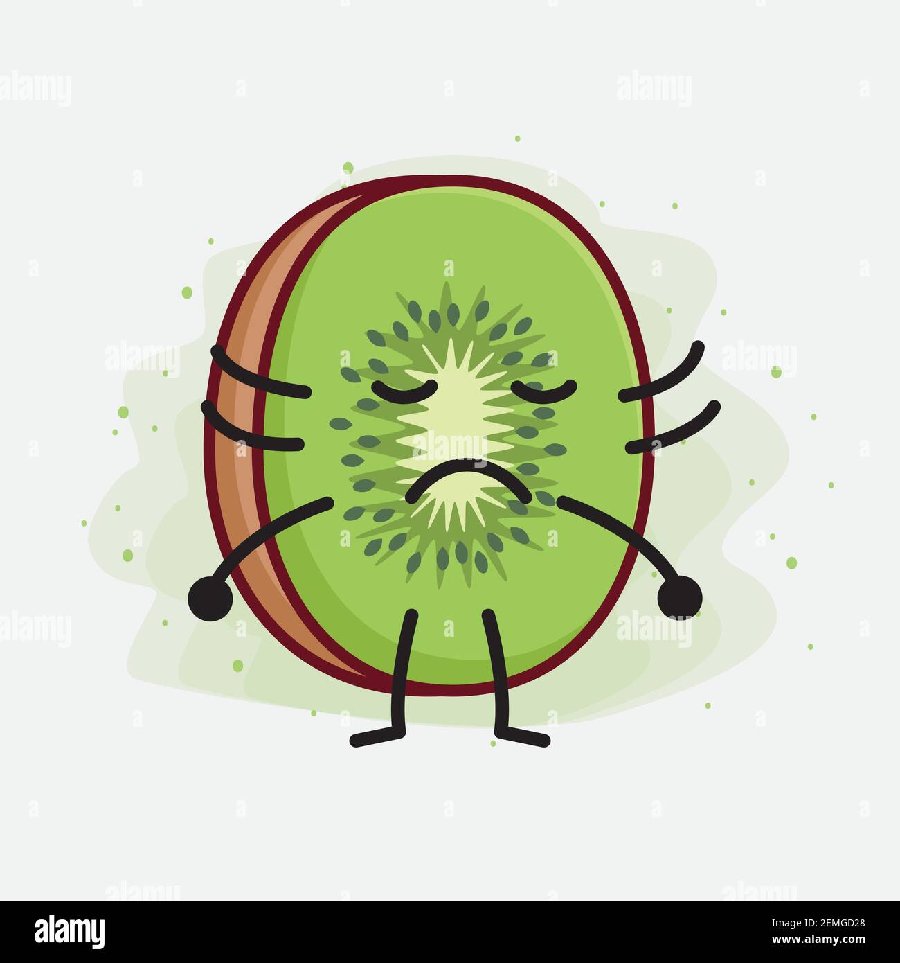 Vector Ilustración de Kiwi personaje de fruta con cara linda, manos simples y línea de la pierna de arte sobre fondo aislado. Dibujos animados planos estilo fideos Imagen Vector de stock - Vector Ilustración de Kiwi personaje de fruta con cara linda, manos simples y línea de la pierna de arte sobre fondo aislado. Dibujos animados planos estilo fideos Imagen Vector de stock -