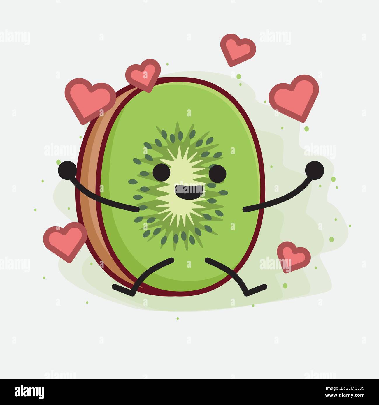 Vector Ilustración de Kiwi personaje de fruta con cara linda, manos simples  y línea de la pierna de arte sobre fondo aislado. Dibujos animados planos  estilo fideos Imagen Vector de stock -