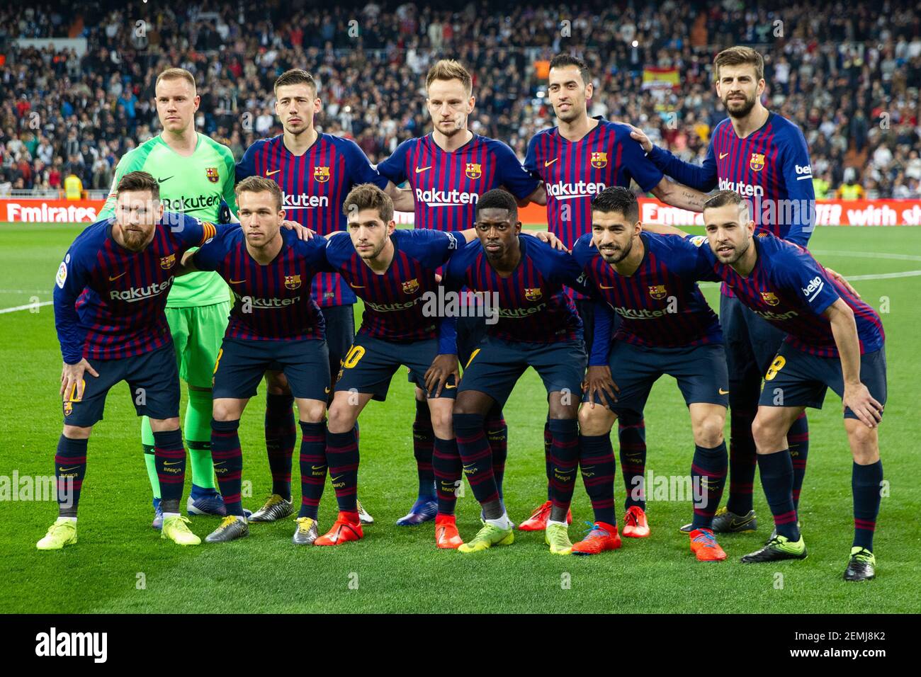 Grupo del FC Barcelona durante partido entre el Real y el FC Barcelona de