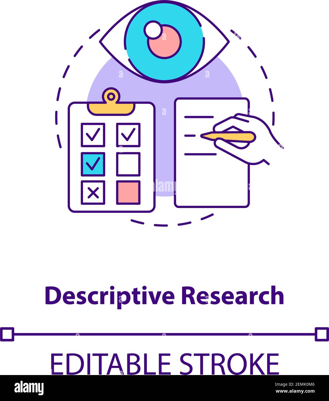 Icono descriptivo del concepto de investigación Imagen Vector de stock -  Alamy