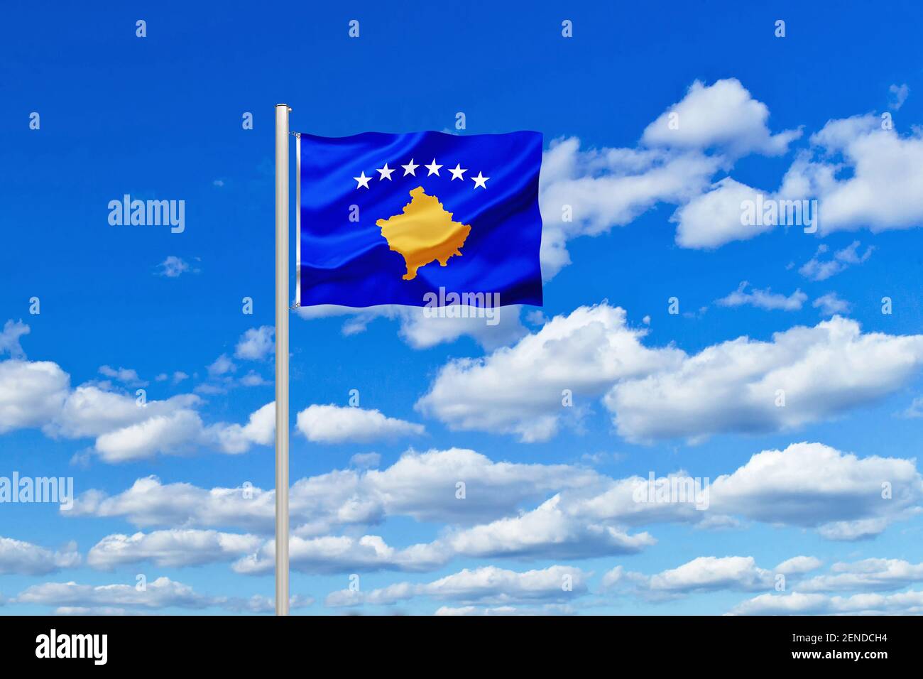 Die Flagge von der Republik Kosovo, Südosteuropa, Balkanhalbinsel, Foto de stock