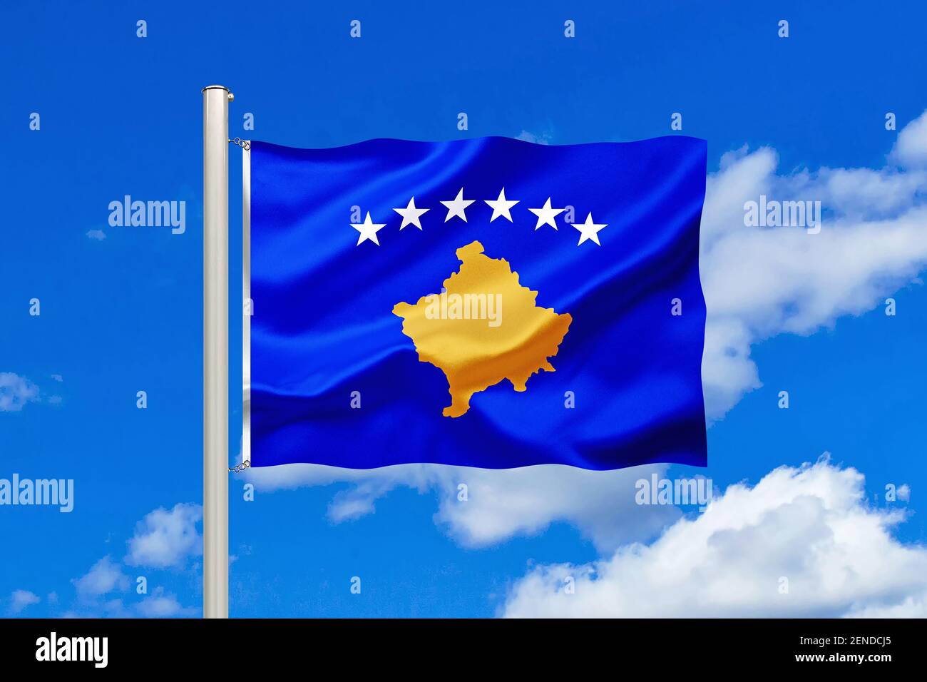 Die Flagge von der Republik Kosovo, Südosteuropa, Balkanhalbinsel, Foto de stock