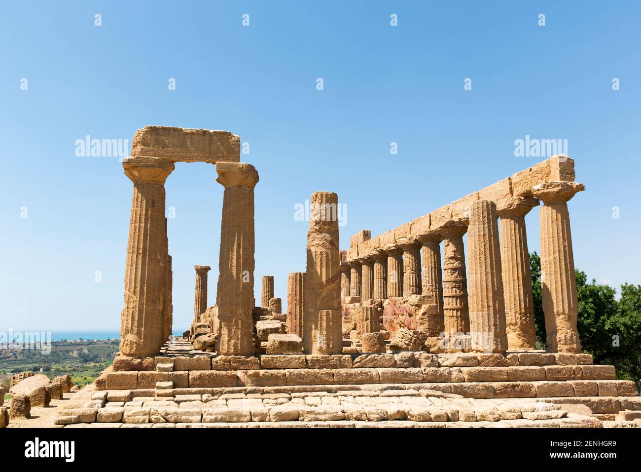 Italia,Sicilia,Agrigento,Valle de los Templos, Templo de Hera (siglo V a.C.) Foto de stock
