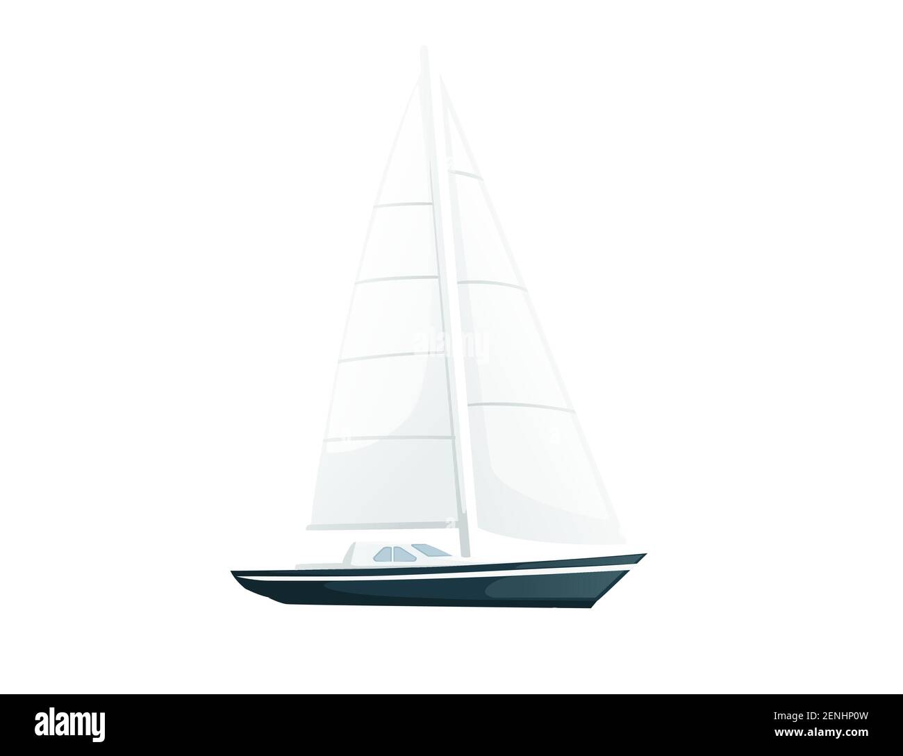 Moderno barco de motor con velas y motores vector ilustración sobre fondo  blanco Imagen Vector de stock - Alamy
