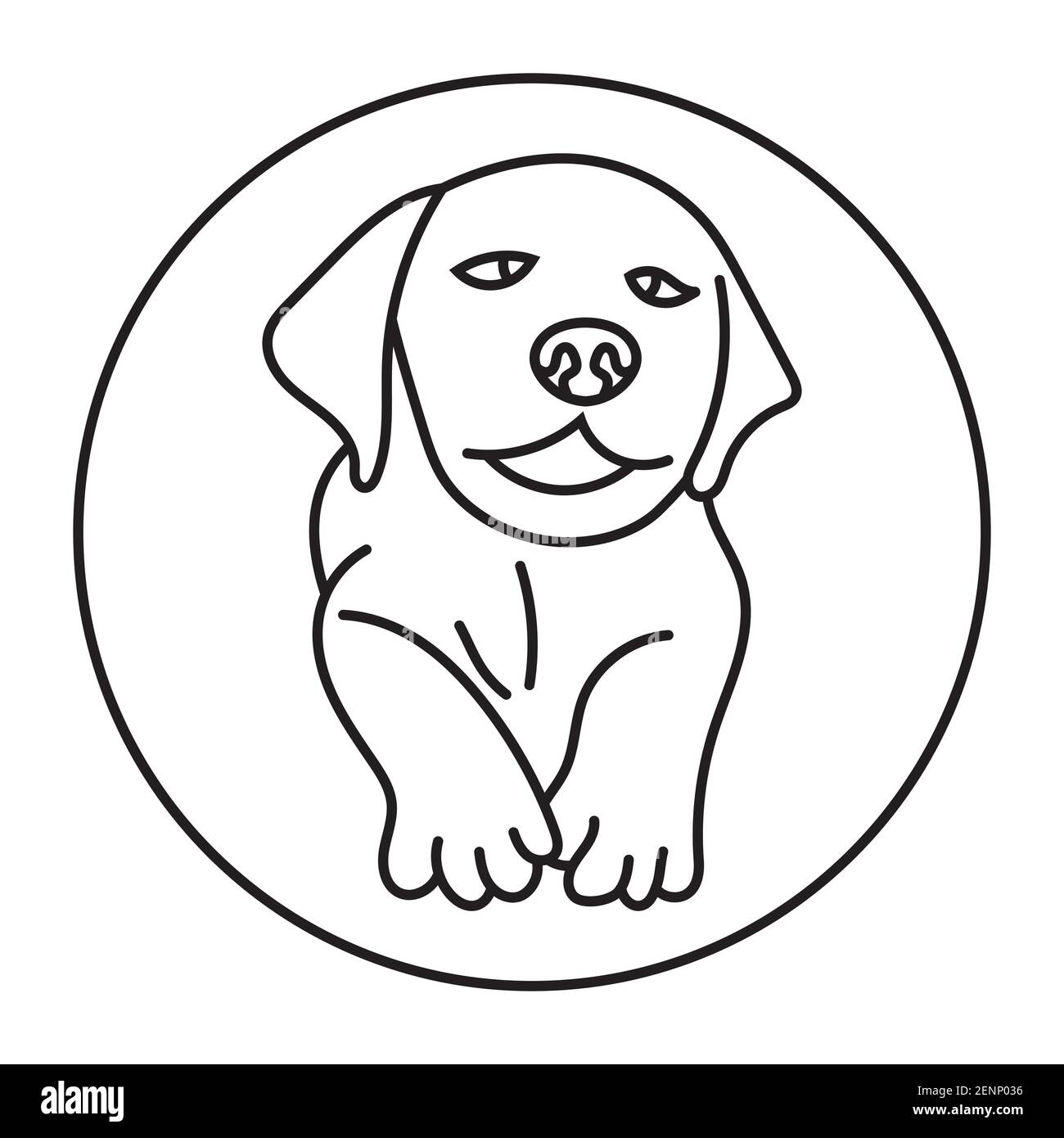 redondeó el icono de un cachorro o un cachorro de línea de arte vector para aplicaciones o sitios web Ilustración del Vector