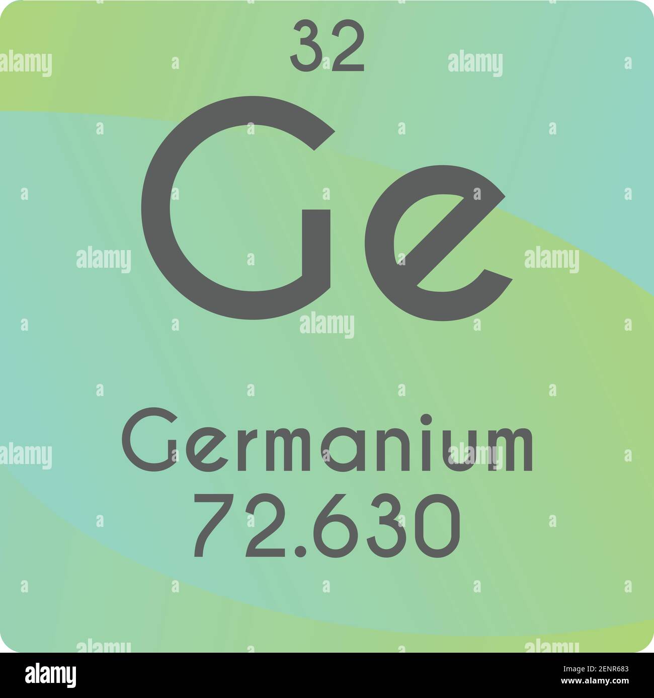 GE Germanium metaloide elemento químico diagrama de ilustración vectorial, con número atómico y masa. Diseño plano de gradiente simple para educación, laboratorio Ilustración del Vector