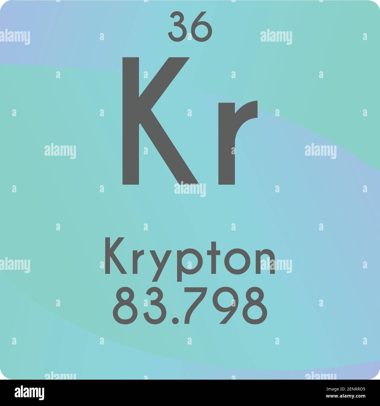 Kr Krypton Noble gas elemento químico diagrama de ilustración vectorial, con número atómico y
