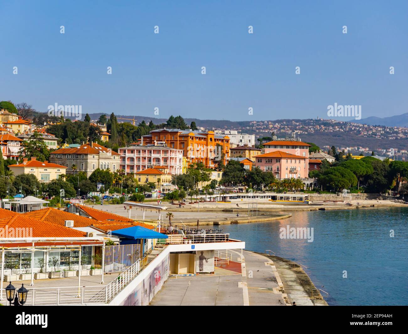 Paseo marítimo de Slatina en Opatija, Croacia Europa Foto de stock