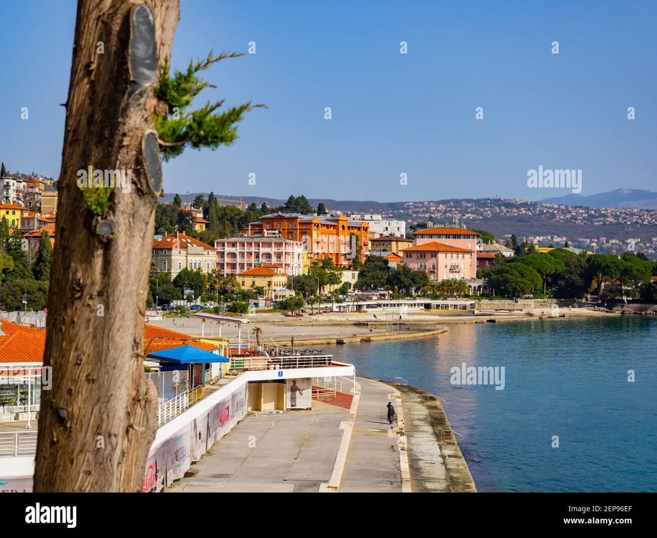 Paseo marítimo de Slatina en Opatija, Croacia Europa Foto de stock