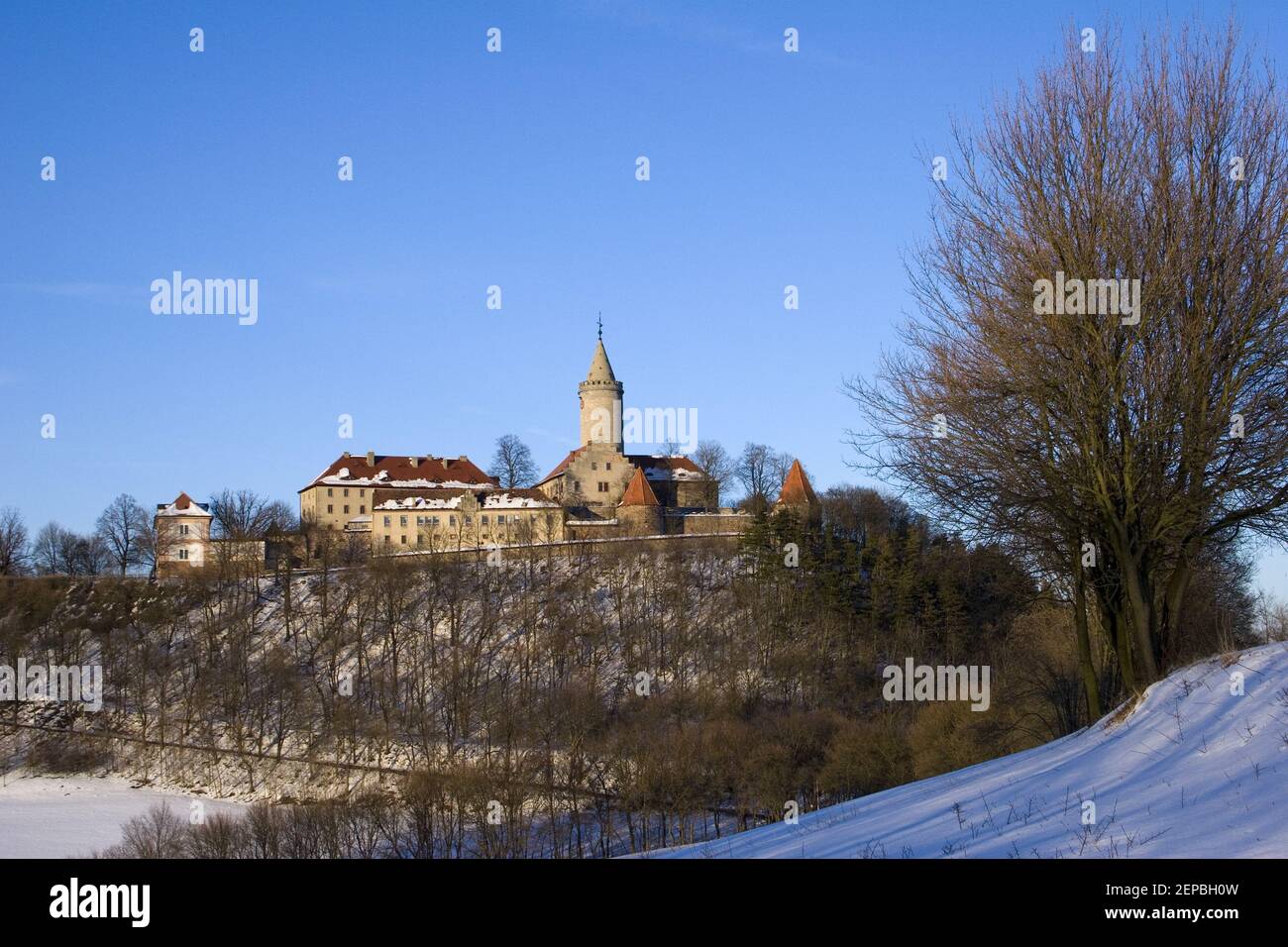 El castillo ligero en el invierno Foto de stock
