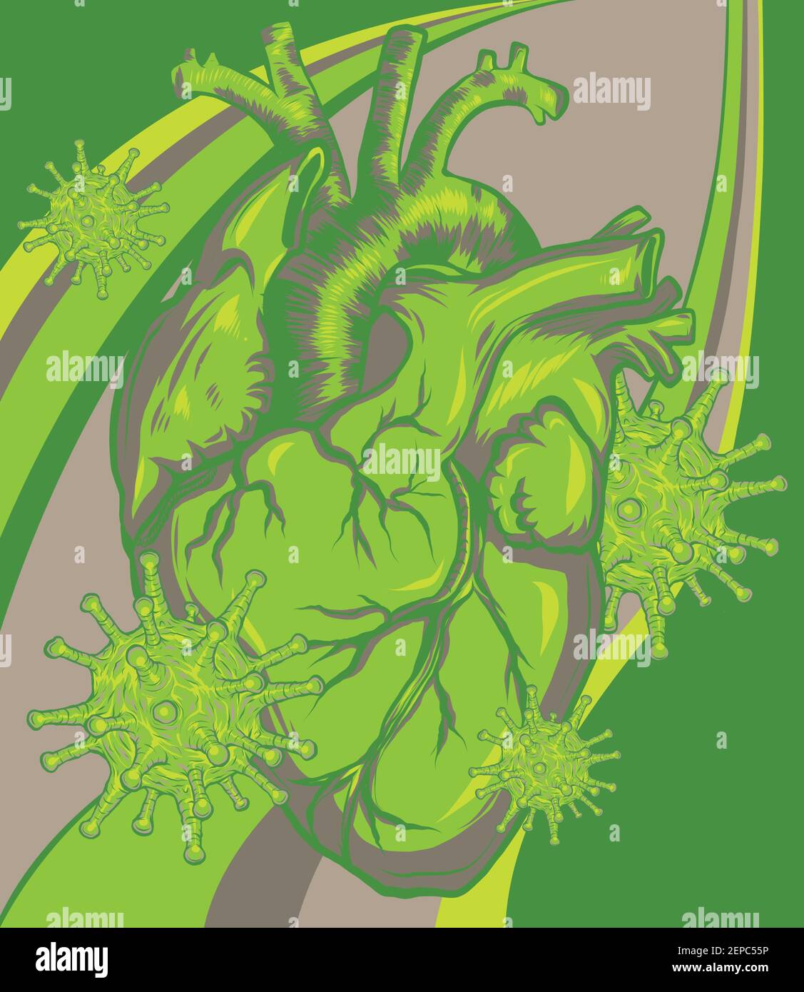 el virus infecta una ilustración del vector del corazón humano Ilustración del Vector