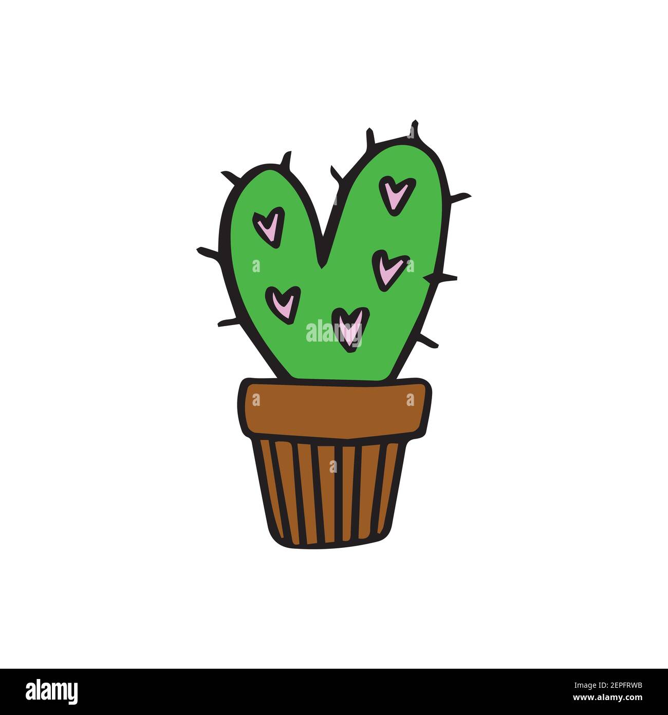 Ilustración vectorial de Love Cactus. Cactus dibujado a mano. Aislado sobre fondo blanco con corazones rosados. El estilo de dibujos animados se puede utilizar para la tarjeta de felicitación Imagen Vector de Ilustración vectorial de Love Cactus. Cactus dibujado a mano. Aislado sobre fondo blanco con corazones rosados. El estilo de dibujos animados se puede utilizar para la tarjeta de felicitación Imagen Vector de