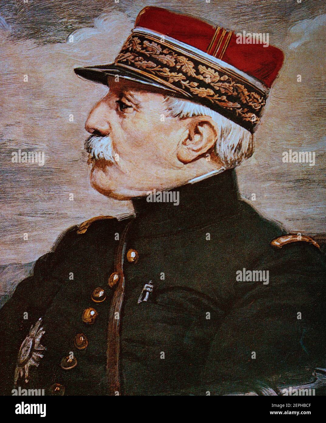 Vicomte de Curières de Castelnau (1851-1944) fue un general francés en la primera Guerra Mundial. Bajo su dirección, el segundo Ejército francés fue derrotado decisivamente en agosto de 1914 por los alemanes en la batalla de las fronteras bajo el príncipe heredero Rupprecht de Baviera, Pero a finales de agosto los franceses ganaron la mayor parte del territorio perdido en la batalla de la Trouée de Charmes. En 1915 de Castelnau fue nombrado jefe de Estado mayor de Joffre, y en 1916 organizó la defensa inicial en la Batalla de Verdún, antes de nombrar a Philippe Pétain al mando. Foto de stock