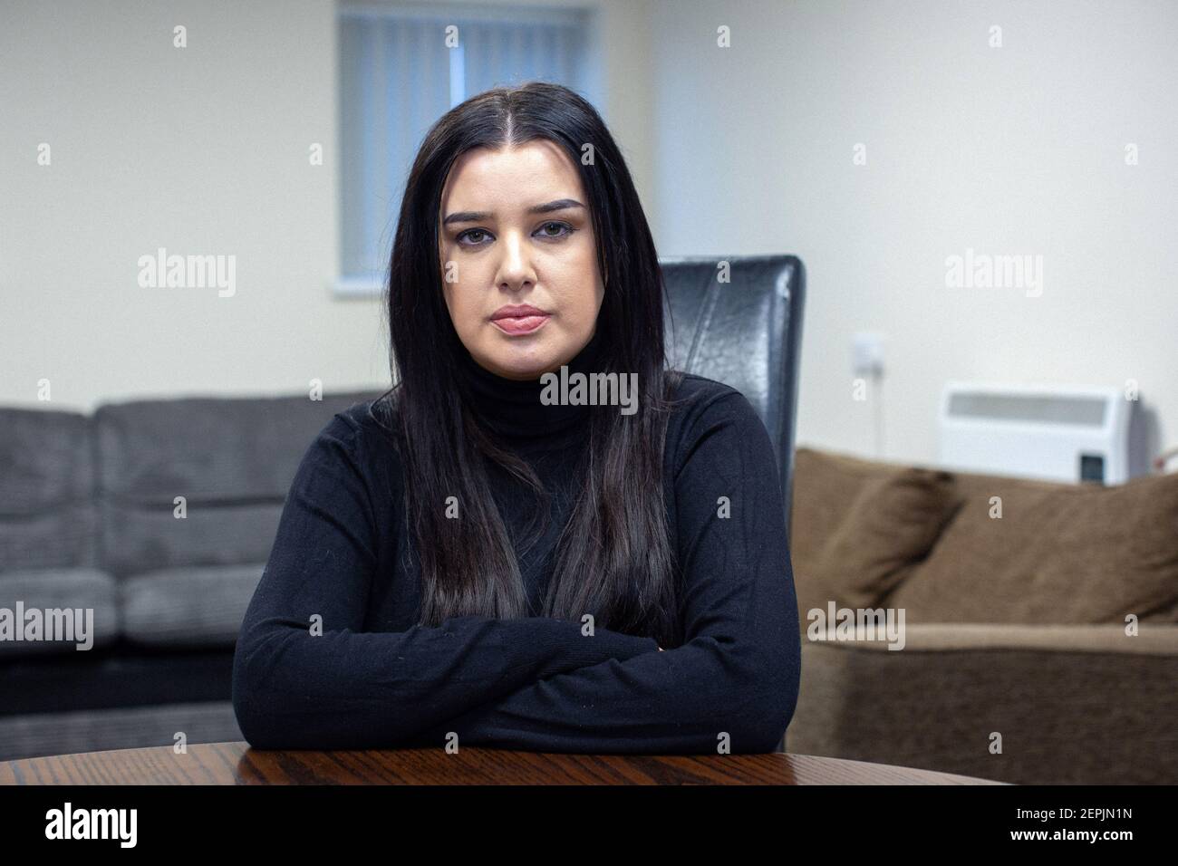 BELFAST, IRLANDA DEL NORTE - Febrero de 23: Periodista Patricia Devlin . Foto de stock