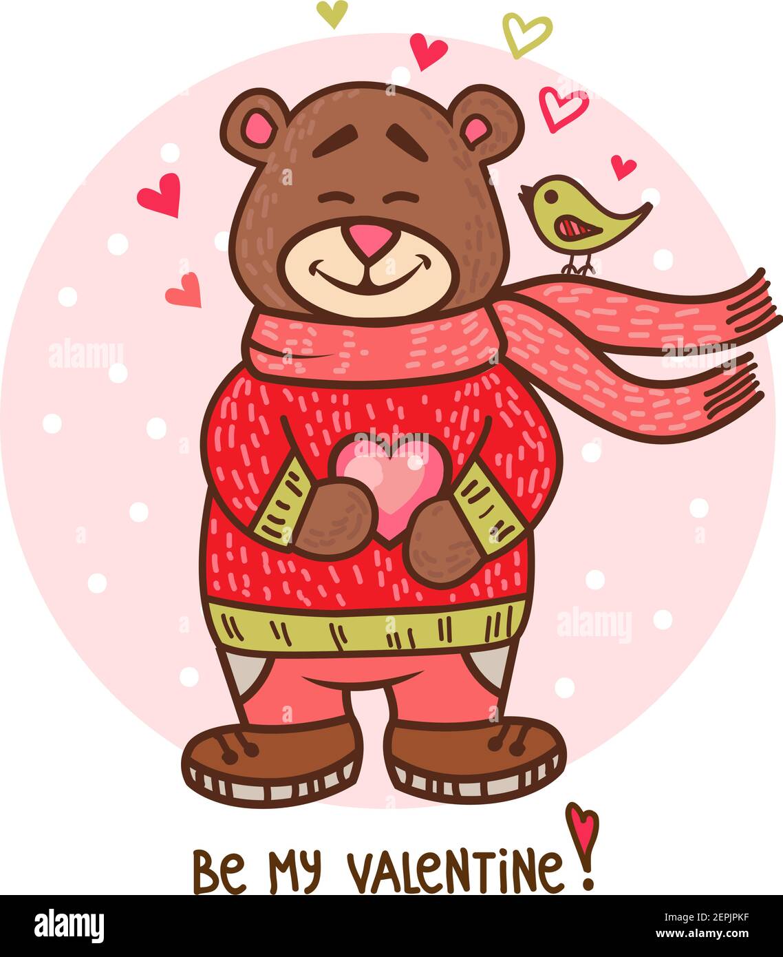 osito de peluche con corazón, linda ilustración de vectores de día de san valentín Ilustración del Vector