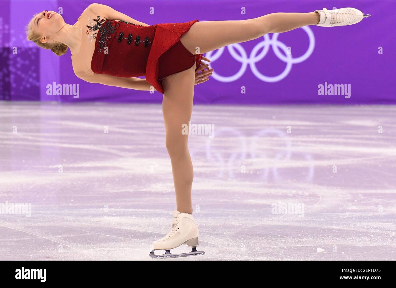 11 de febrero de 2018; Pyeongchang, Corea del Sur; Bradie Tennell (EE.UU.)  durante el evento de patinaje artístico de la figura del equipo de mujeres  durante los Juegos Olímpicos de Invierno 2018