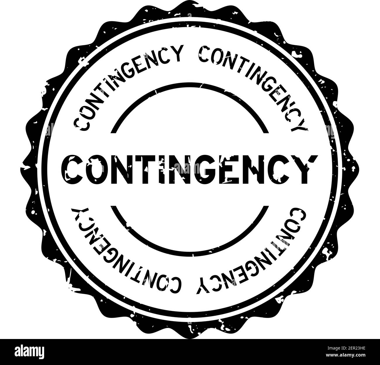 Grunge negro Contingency palabra redonda sello de goma en blanco antecedentes Ilustración del Vector