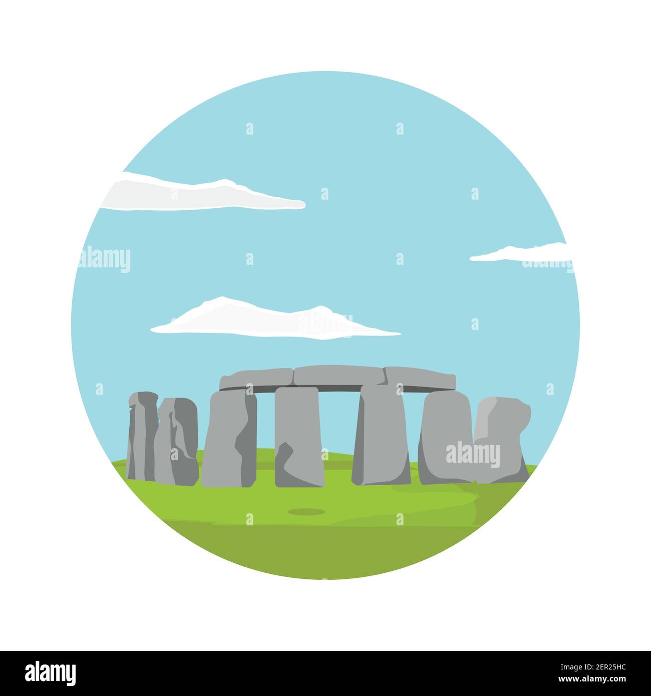 Vector ilustración Piedra antigua Stonehenge, monumento. Stonehenge patrimonio de turismo, histórica religiosa histórica histórica de la arquitectura. Inglaterra Reino Unido histórico Ilustración del Vector
