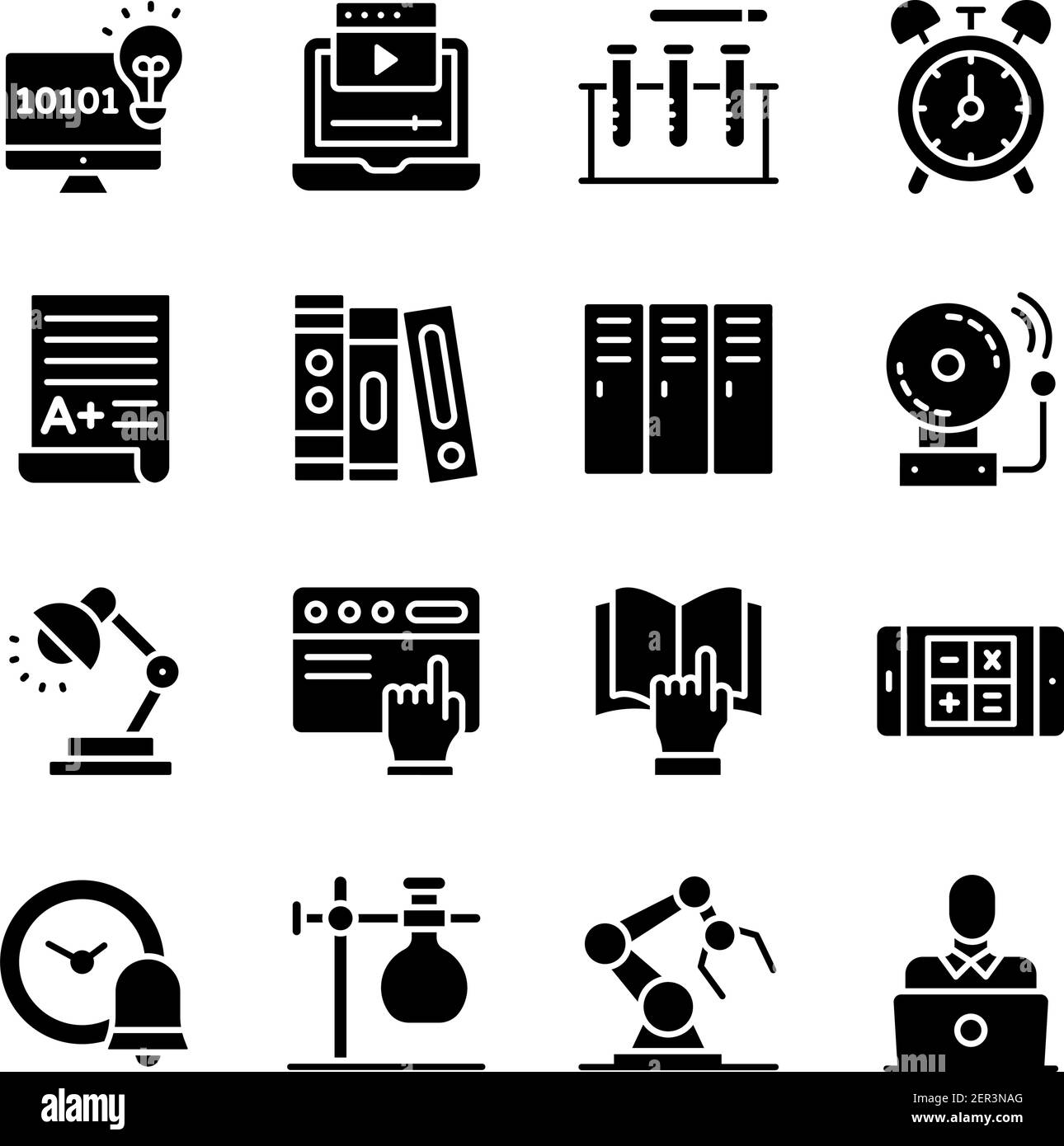Pack de iconos sólidos de la educación moderna Imagen Vector de stock ...