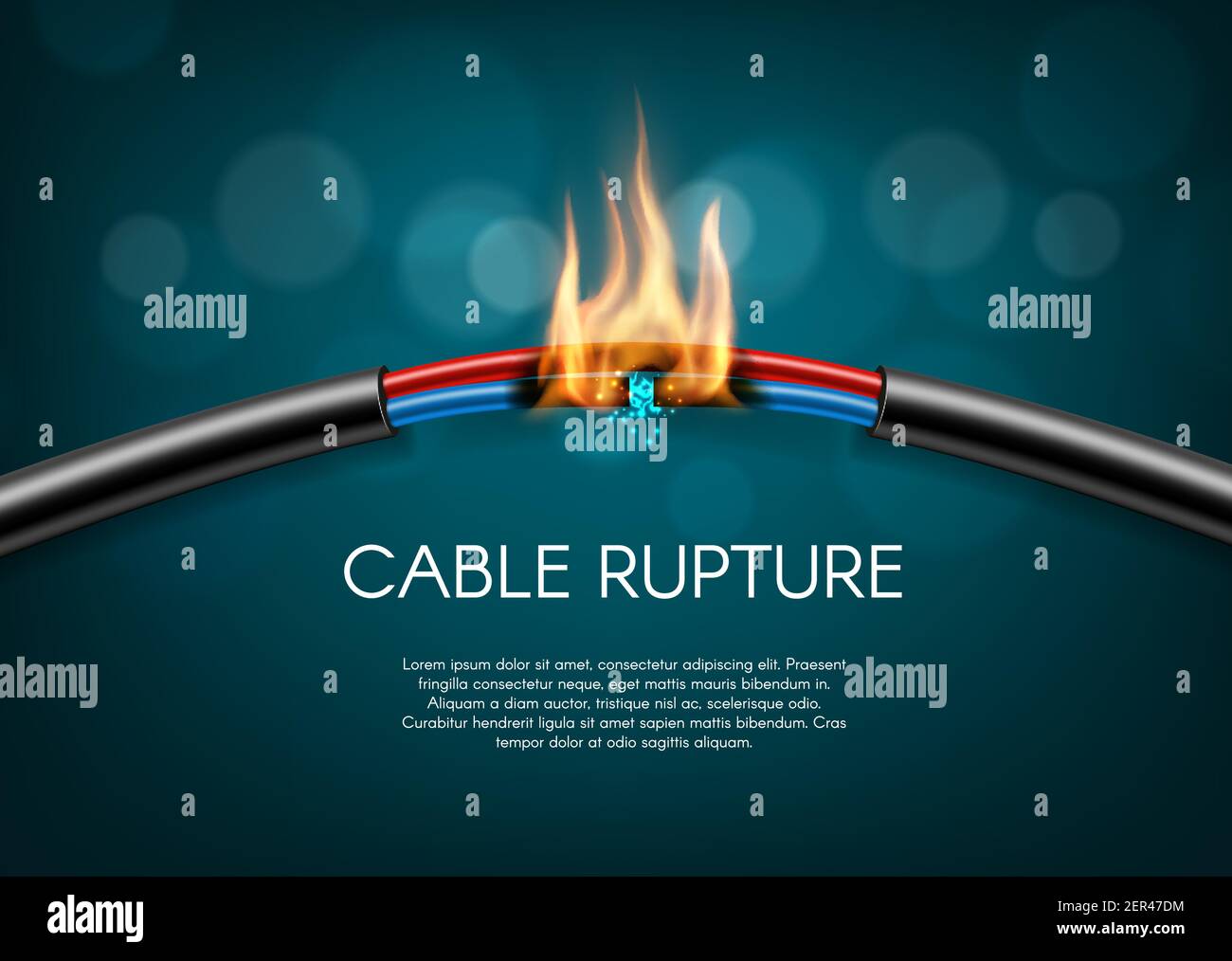 Rotura de cable, quemadura de chispas de cable de energía eléctrica