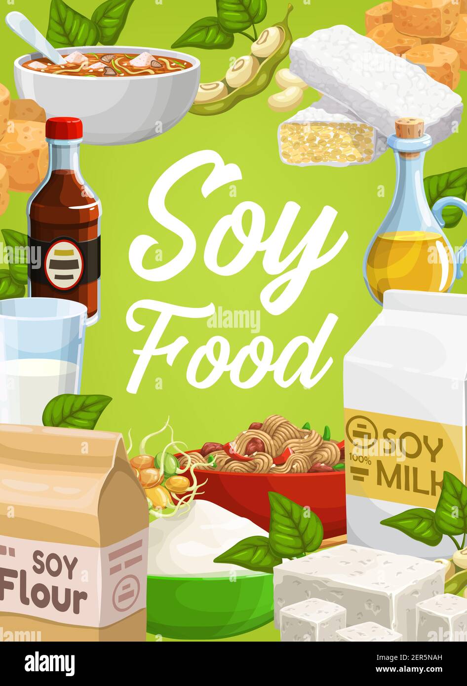 Alimentos De Soja Y Productos Vectores De Soja Fideos Queso Tofu Aceite De Soja Y Harina 7345