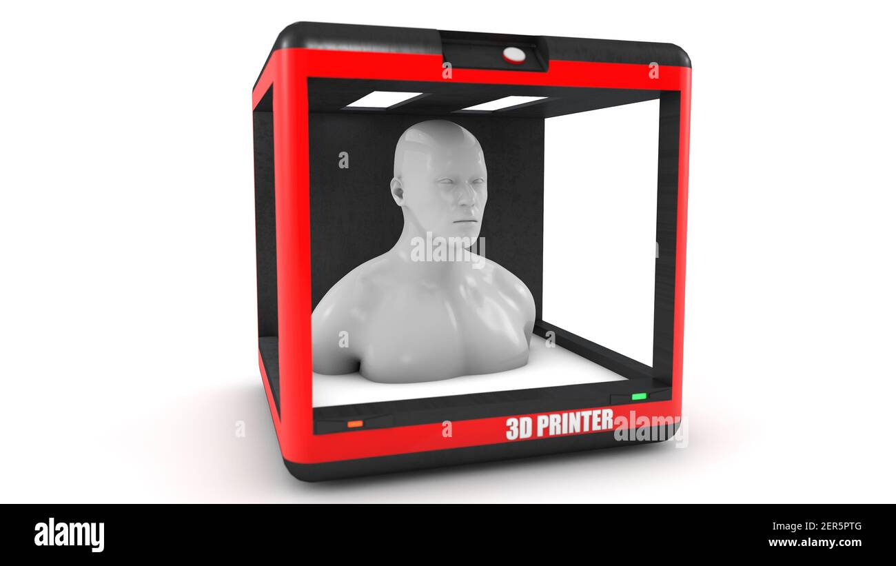 3D Render y 3d printer Foto de stock