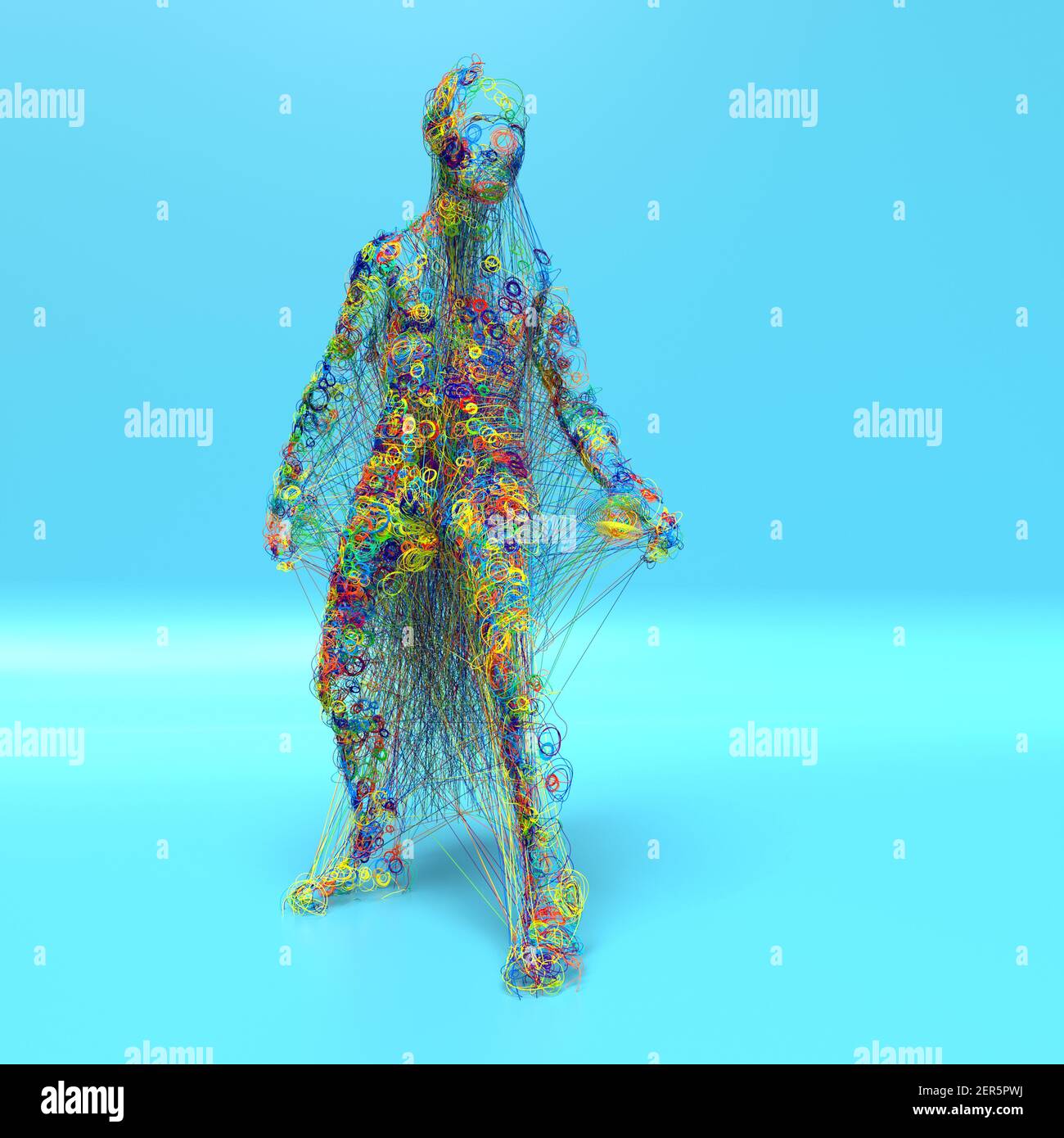renderizar en 3d. Figura y líneas coloreadas abstractas Foto de stock