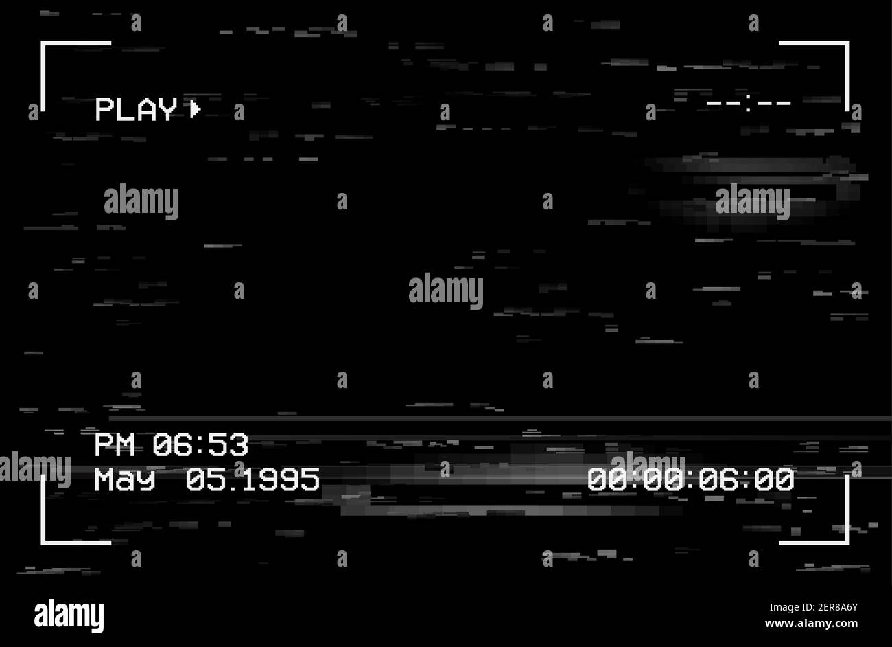 Pantalla de película de cámara con efecto de destellos, VHS vectorial o