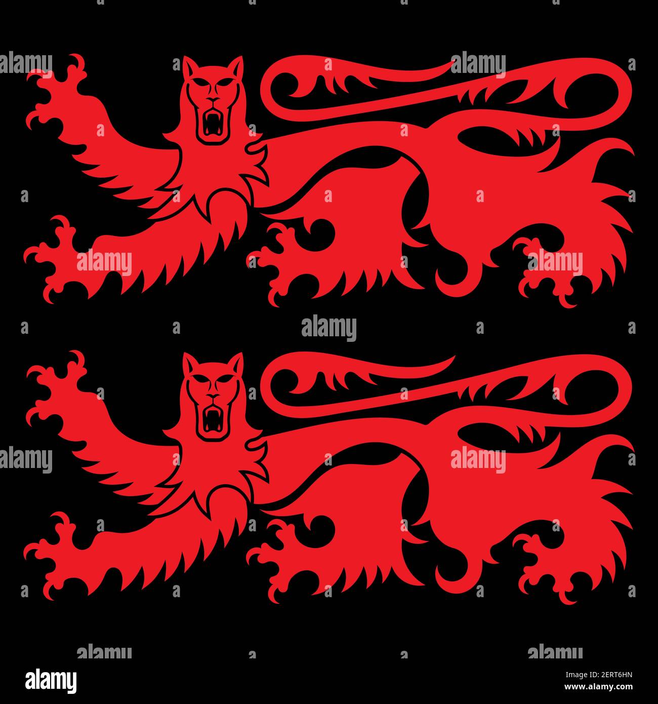 Diseño de caballero. Diseño vikingo, leones heráldicos Ilustración del Vector