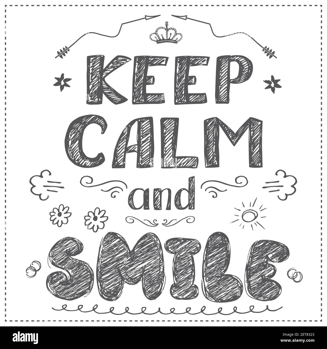 Tarjeta De Motivación Mantener La Calma Y Comenzar El Día Con La Sonrisa Gracioso Dibujo A 8723