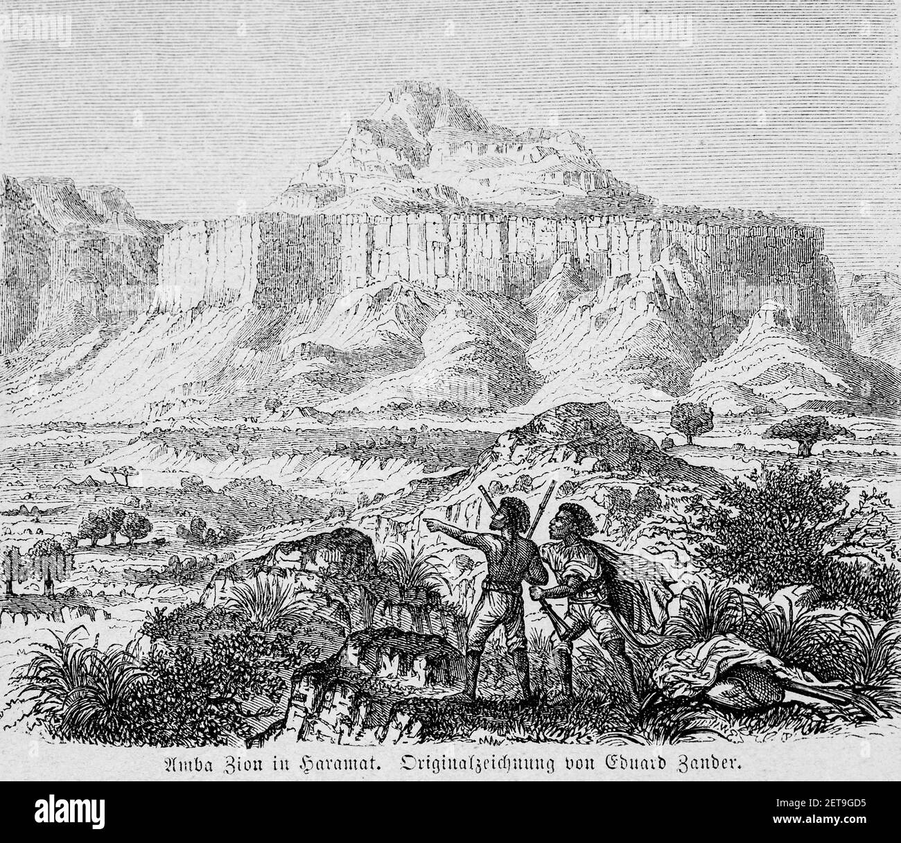 AMBA Zion o Monte Zion, Abyssina, Etiopía, África Oriental, Dr. Richard Andree, Abessinien, Land und Volk, Leipzig 1869 Foto de stock